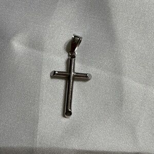 14K White Gold Cross